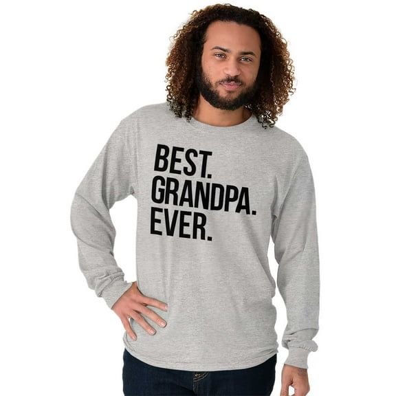 Best Grandpa Ever Grandfather Poppop Men's Big & Tall Long Sleeve Graphic Tee Brisco Brands 3X