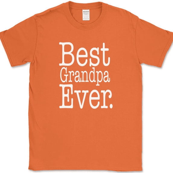 Best Grandpa Ever T-Shirt Fathers Day Holiday Love Family Text Tee - Orange, 5XL