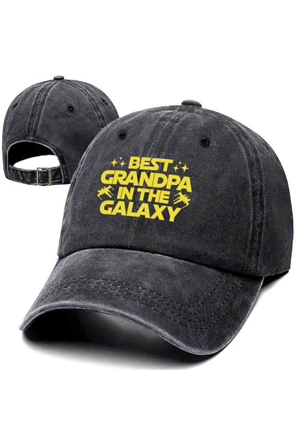 Best Grandpa in The Galaxy Funny Retro Washed Cotton Baseball Cap, Adjustable Lightweight and Breathable Unisex Outdoor Sun Hat, Gifts for Men Grandpa Dad Husband Travel Lover, Retirement Birthday