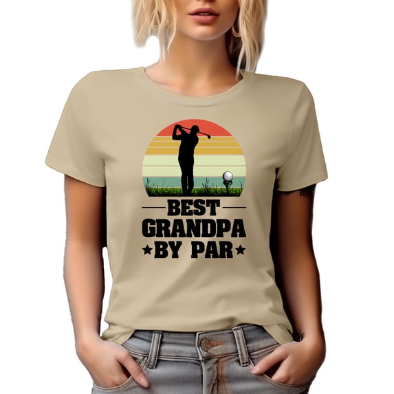 Best Grandpa by Par, Retro Swinging Golfer, Golfing Enthusiast Father's Day, Tan T-Shirt, 3XL