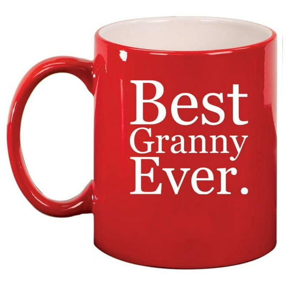 Best Granny Ever Ceramic Coffee Mug Tea Cup Gift for Her, Sister, Women, Grandparents Day, Wife, Family, Friend, Pregnancy Announcement, Mothers Day, Cute, Birthday, Grandmother (11oz Red)