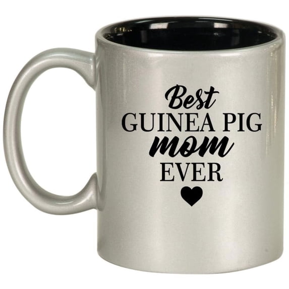 Best Guinea Pig Mom Ever Ceramic Coffee Mug Tea Cup Gift for Her, Friend, Mom, Sister, Family (11oz Silver)