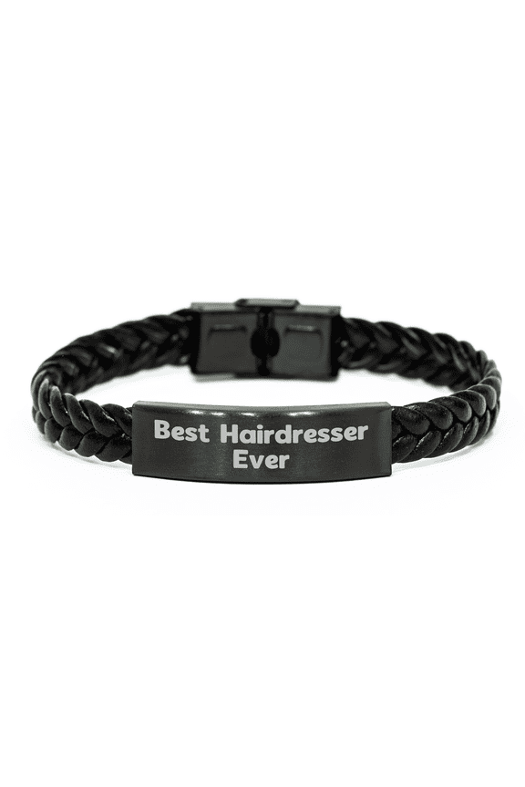 Best Hairdresser Ever Gifts for Hairdresser, Braided Leather Bracelet with Inspirational Quote, Mother's Day Unique Gifts from Husband to Wife