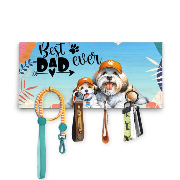 Best Havanese Dad Ever Happy Father's Day Wood Key Holder Havanese Dog Lover Gifts Idea Wall-mounted Key Rack Home Decor - 02006