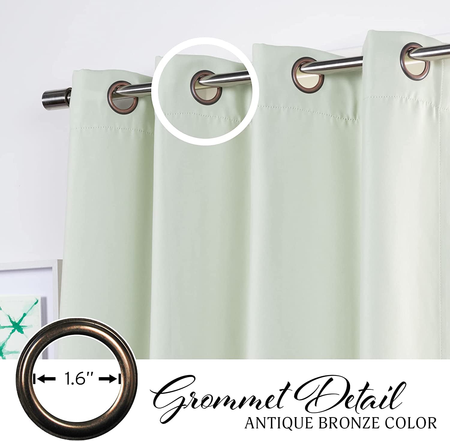 Gin Blackout Grommet Top Polyester Curtain Pair
