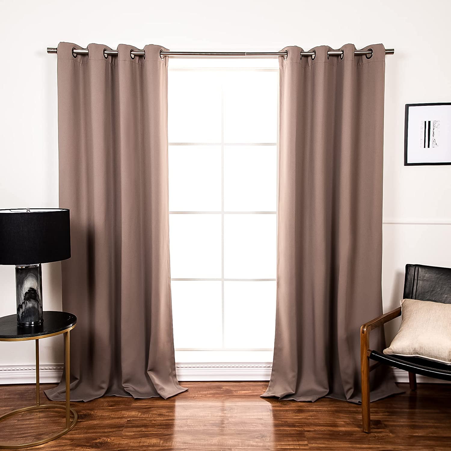 Mocha Blackout Grommet Indoor Polyester Window Panels, 63"