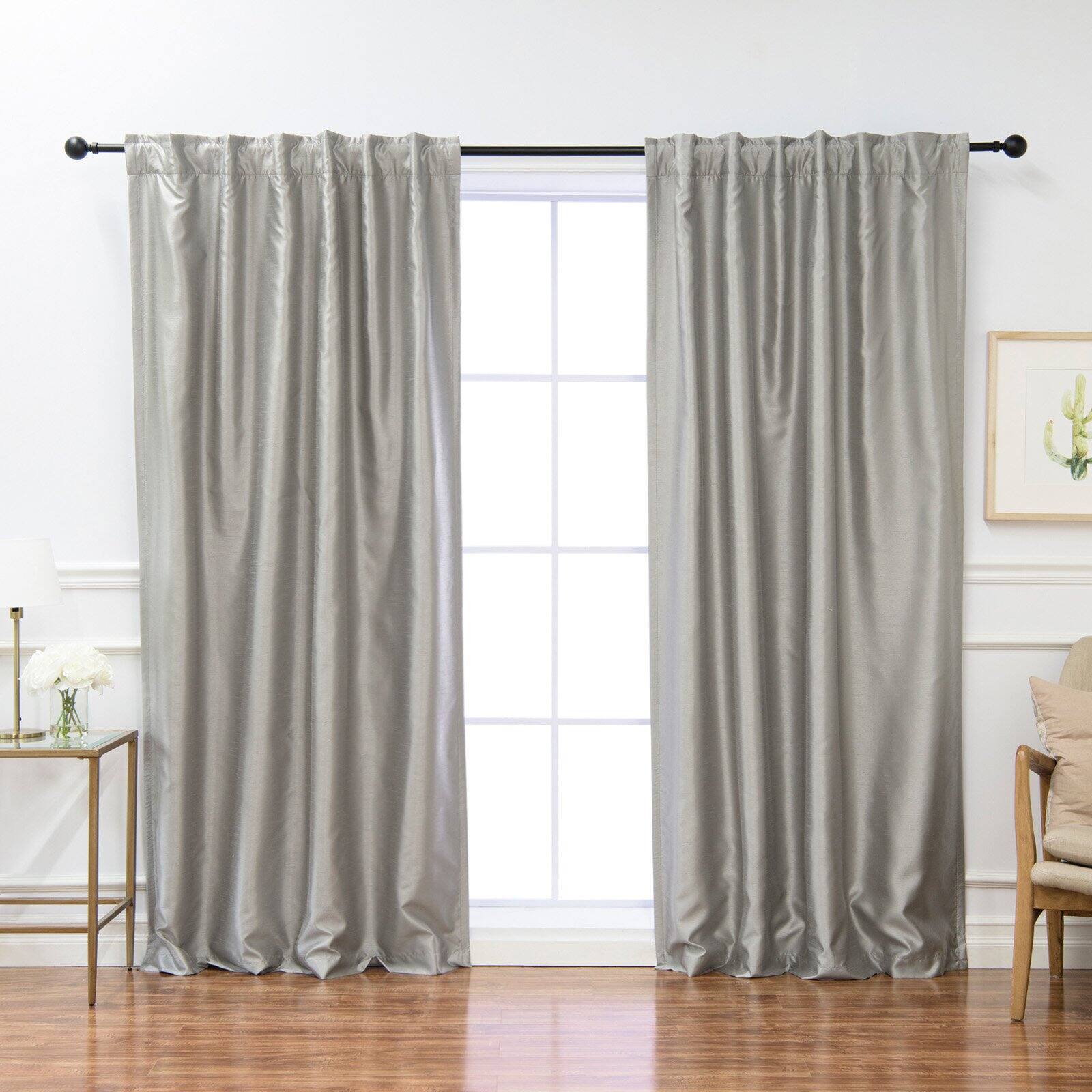 Best Home Fashion Faux Silk Blackout Curtain Panel Pair - Walmart.com