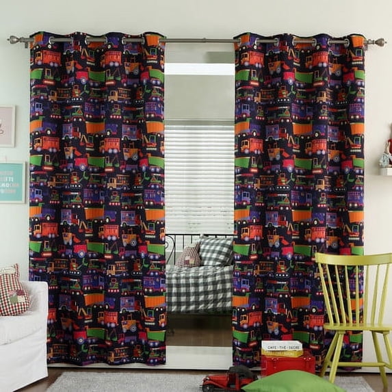 Best Home Fashion, Inc. Trucks Print Grommet Top Room Darkening Thermal Curtain Panels (Set of 2)