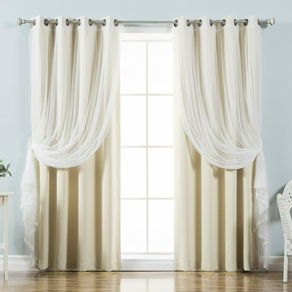 Best Home Fashion Mix & Match Tulle Sheer Lace Blackout Curtain - Set of 4