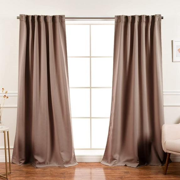 Best Home Fashion Premium Blackout Curtain Panels - Solid Thermal Insulated Window Treatment Blackout Drapes for Bedroom - Back Tab & Rod Pocket (Mocha, 52" W x 63" L)