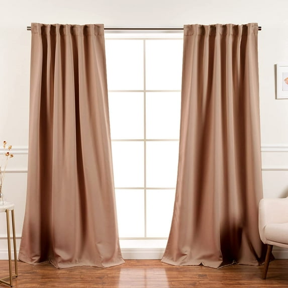 Best Home Fashion Premium Blackout Curtain Panels - Solid Thermal Insulated Window Treatment Blackout Drapes for Bedroom - Back Tab & Rod Pocket (Taupe, 52" W x 63" L)