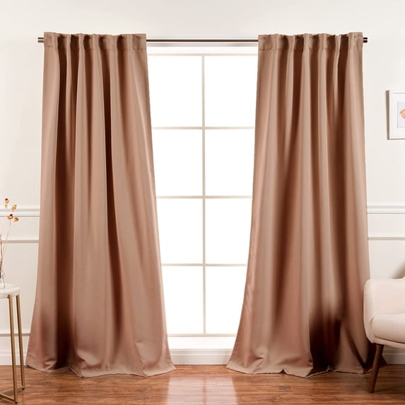 Best Home Fashion Premium Blackout Curtain Panels - Solid Thermal Insulated Window Treatment Blackout Drapes for Bedroom - Back Tab & Rod Pocket (Taupe, 52" W x 96" L)