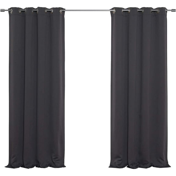 Best Home Fashion Premium Flame Retardant Thermal Insulated Fire Retardant Blackout Curtain - Antique Bronze Grommet Top - DK.Grey - 52" W x 96" L - (2 Panel)