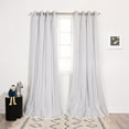 thumbnail image 1 of Best Home Fashion Set of 2 Tulle Overlay Star Cut Out Silver Grommet Curtains for Bedroom, Living Room, Kids Room, Sun Blocking Thermal Insulated Blackout Window Curtains (LT.Grey, 52" W x 96" L), 1 of 4