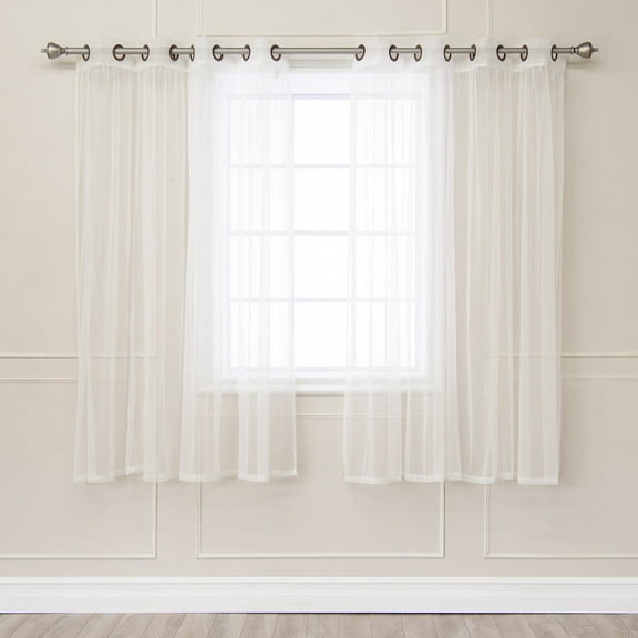 Best Home Fashion Sheer Tulle Bronze Grommet Curtain Panel Pair