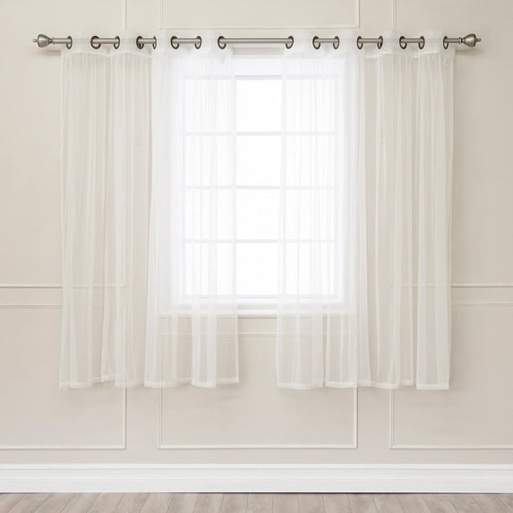 Best Home Fashion Sheer Tulle Bronze Grommet Curtain Panel Pair