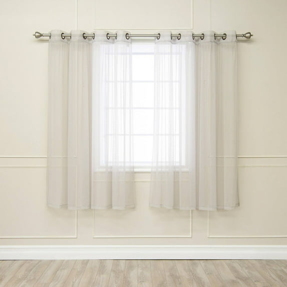 Best Home Fashion Sheer Tulle Bronze Grommet Curtain Panel Pair