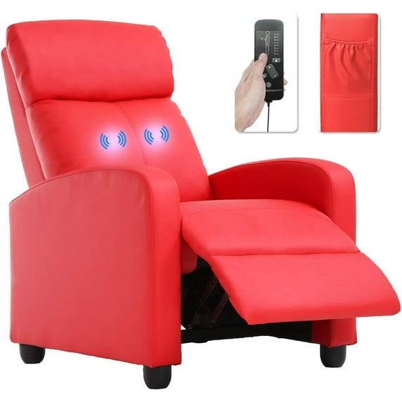 Best Home ProductRecliner Chair for Adults Sofa Chair Recliner Massage Recliner Chair Ergonomic Lounge with Remote Control Gaming Recliner Chair Single Theater Seating Chair,Red