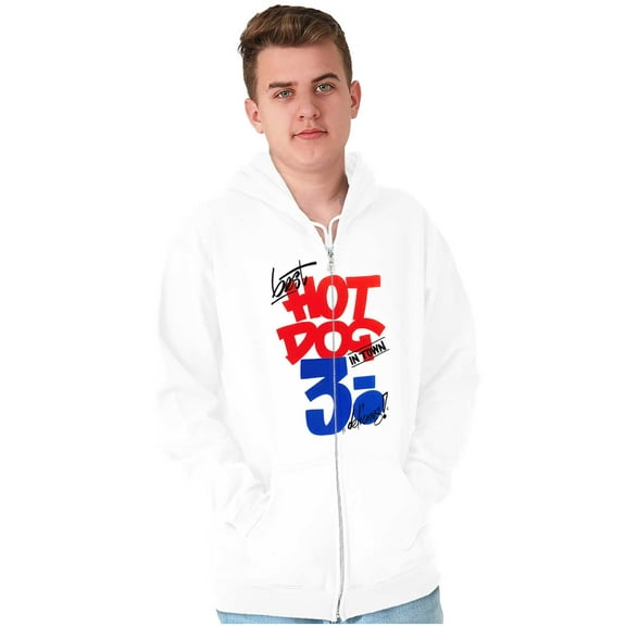Best Hot Dog In Town Food Poster Zip Up Hoodie Men's Women's Brisco Brands M