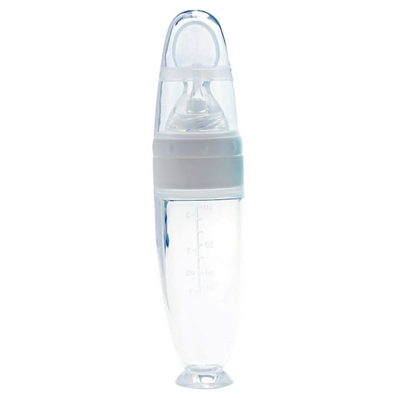 Pedty Tableware,1X Feeding Bottle,Baby Training Silicone Bottle Extrusion Spoon Children'S Complementary Food Bottle White