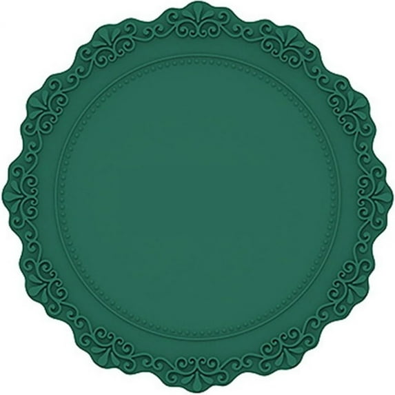 Pedty Tableware,Placemat*1,Luxury Silicone Placemat 23Cm Vintage Green,Luxury Silicone Placemat with Lace Flower Design Easy to Wash Long Life