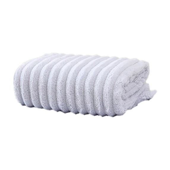 Pedty towel,1X towel,Thick Coral Velvet Bath towel Candy Stripe Velvet Bath towel Household Water Absorption Quick Drying No Hair Wiping Face towel Gray A