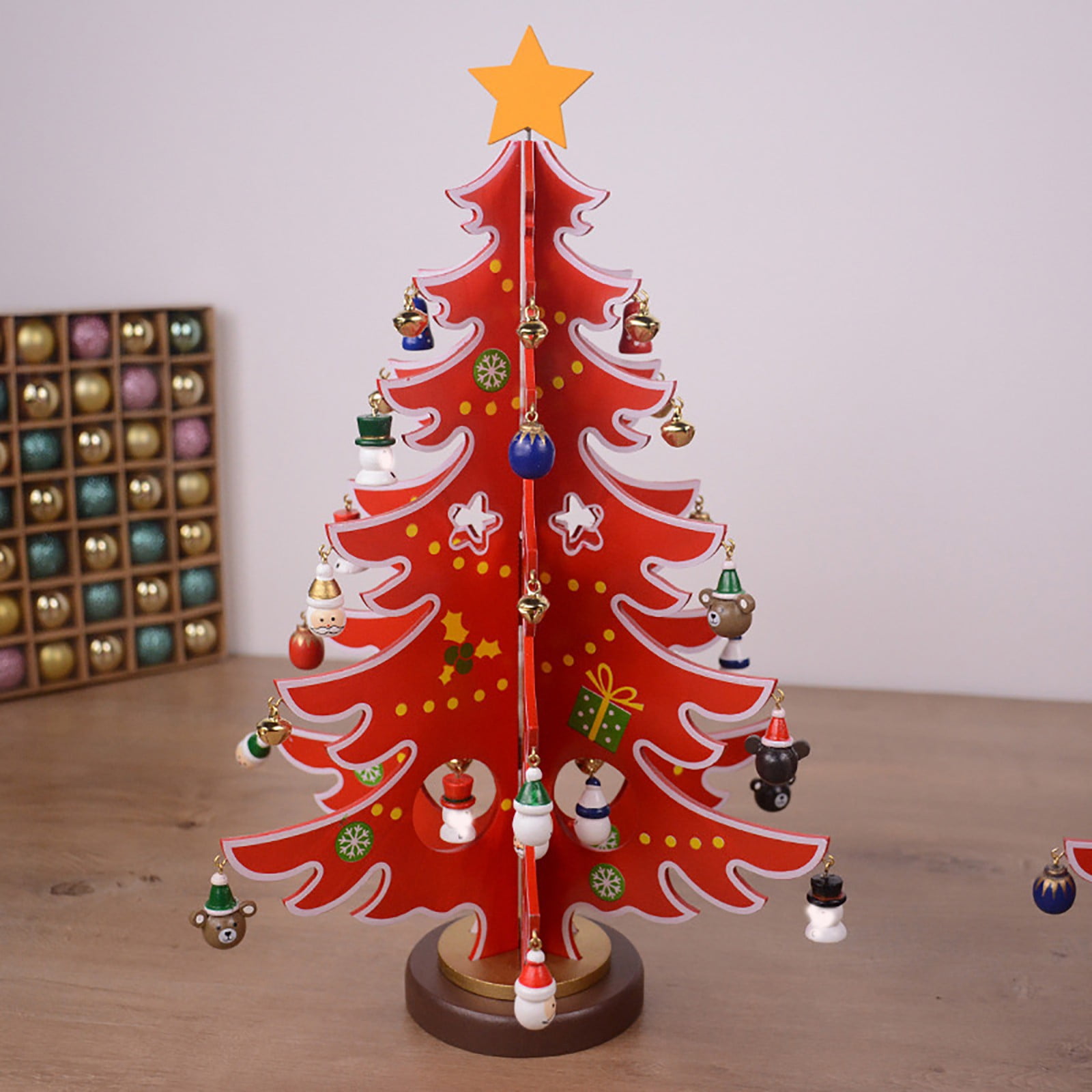 Best Hot Sale Wooden Christmas Tree Tabletop Decoration Mini Ornaments