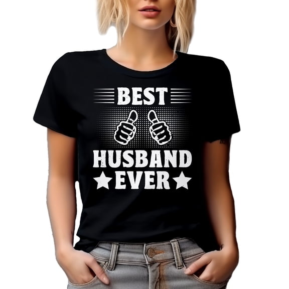 Best Husband Ever feat. Two Thumbs - Wedding Anniversary or Father's Day, Black T-Shirt, XL