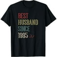 thumbnail image 1 of Best Husband Since 1995 30th Wedding Anniversary 30 Years T-ShirtMen's and women's gift, black and white T-shirt, size: Extra large S-4XL, 1 of 4