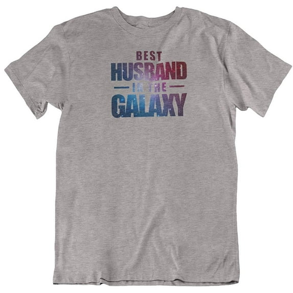 Best Husband in The Galaxy Print T-Shirt for Hubby, Boyfriend, BF, Dad & Men Light Grey