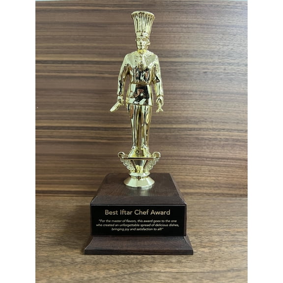 Best Iftar Chef Award - Custom Engraved Ramadan Trophy | Personalized Cooking Plaque Gift