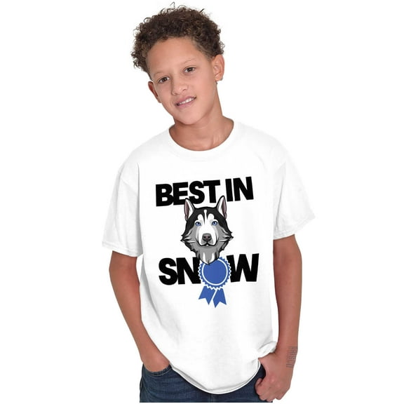 Best In Snow Huskies Dog Pet Lover Crewneck T Shirts Boy Girl Teen Brisco Brands L