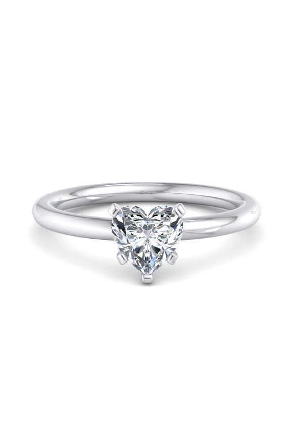 1.5 Ct Heart Cut Solitaire Ring - Moissanite in 14K White Gold Plated - Women's Engagement Ring with Prong Set - Ideal for Proposals, Birthdays, and Anniversary - Gift for Her