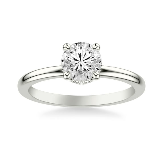 Best Jewel 1.7 Ct Round Cut Moissanite Ring - Hidden Halo Engagement Ring for Women's - 14K White Gold Plated Wedding Anniversary Rings - Special Promise Ring for Her - Gift Jewelry