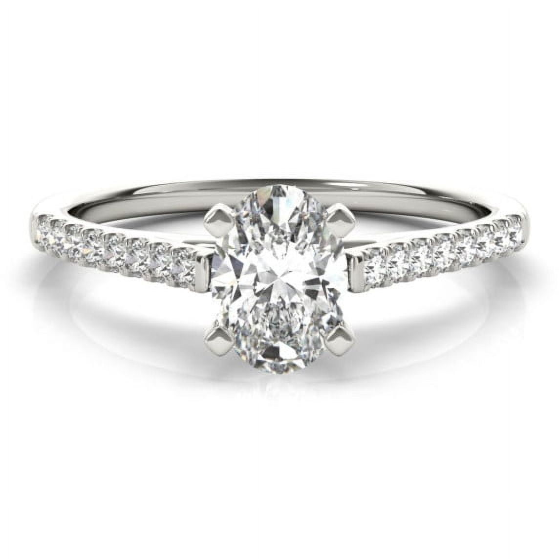 14K Yellow Gold Moissanite & Diamond Engagement Ring - Solitaire With Accents, Size 8