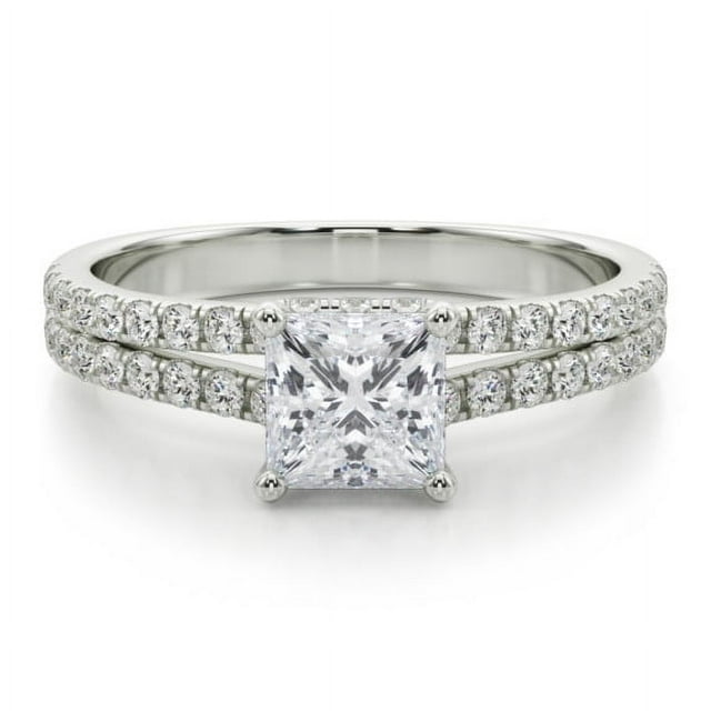 Best Jewel Princess Cut Solitaire with Accent Diamond Ring - 1.7 Ct Lab ...