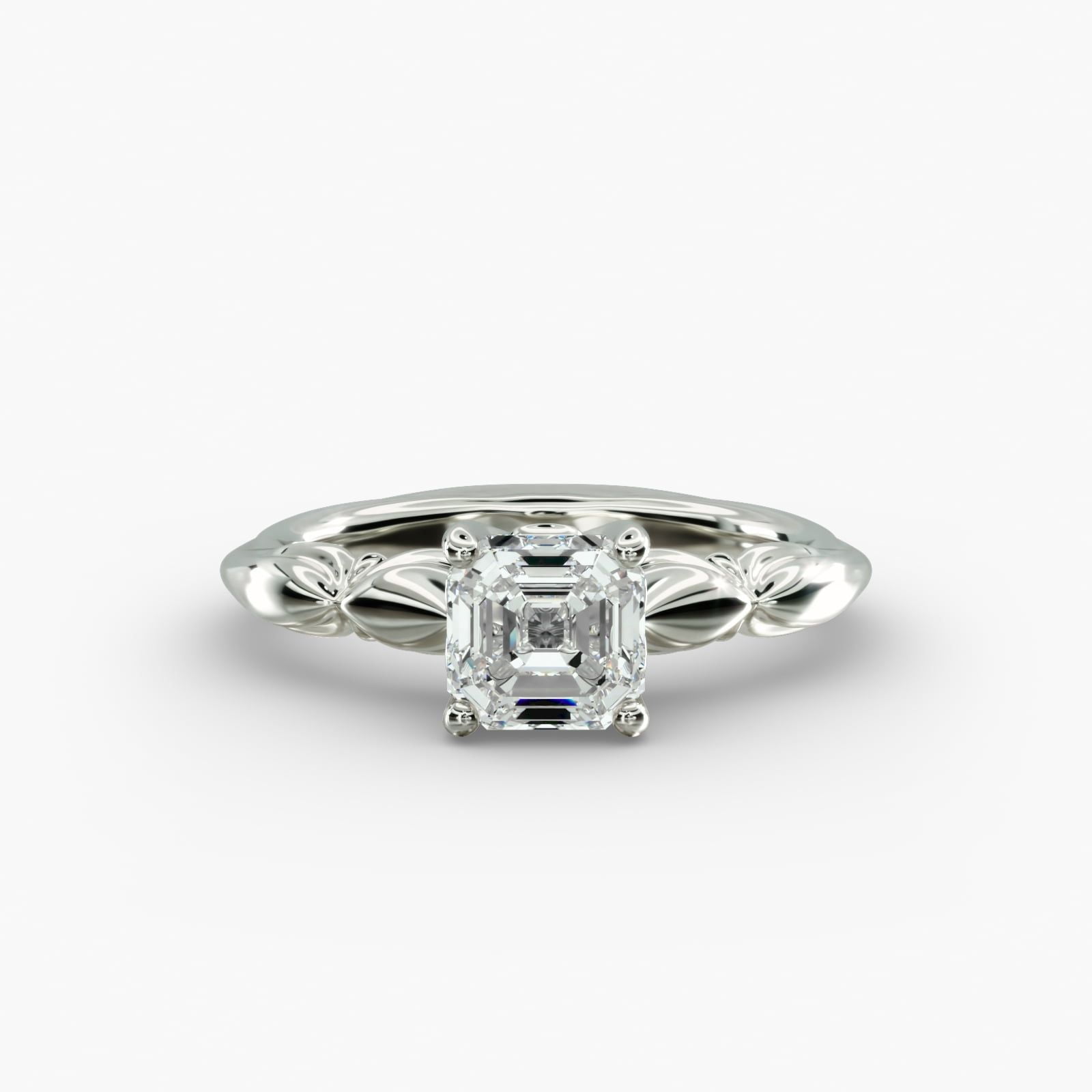 Best Jewel Stamped 14K White Gold Plated Engagement Ring - 2 Ct Asscher ...