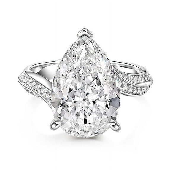 Best Jewel Silver 14K White Gold Plated Rings - 2.69 Ct Pear Cut ...