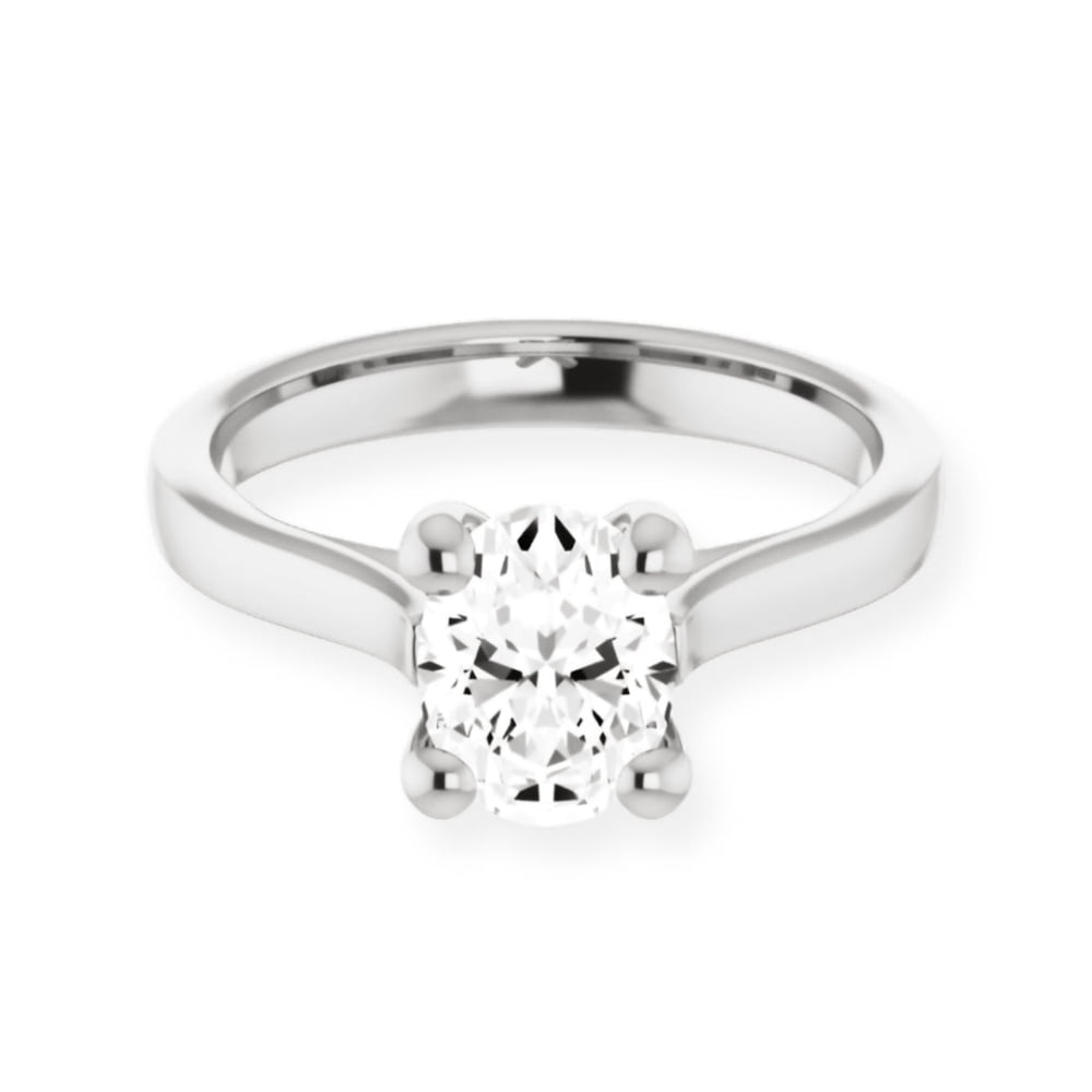 Best Jewelry 14K White Gold Plated Wedding Anniversary Ring - Oval ...