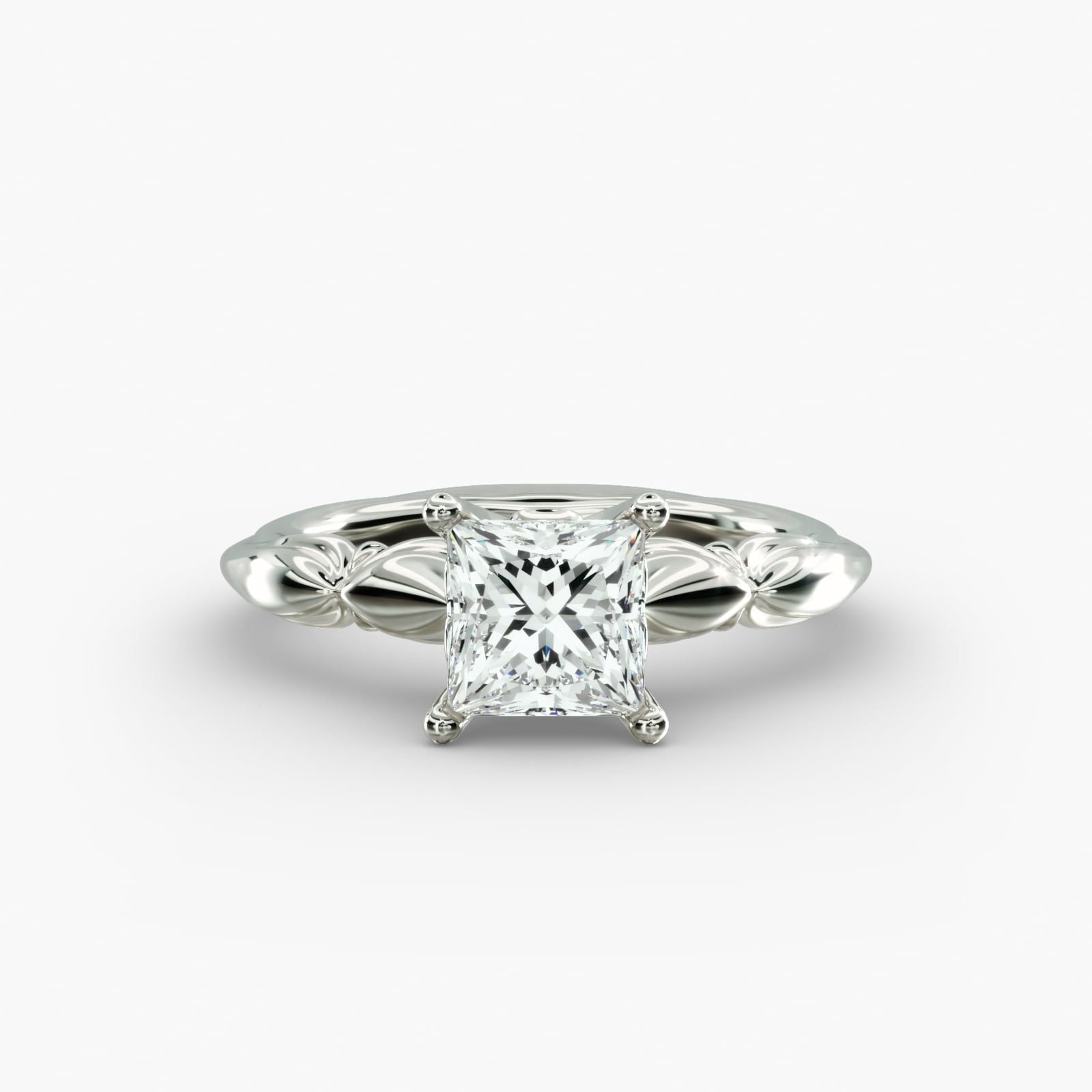 Best Jewelry 2 Ct Princess Cut VVS1/D Moissanite Ring - 14K White Gold ...