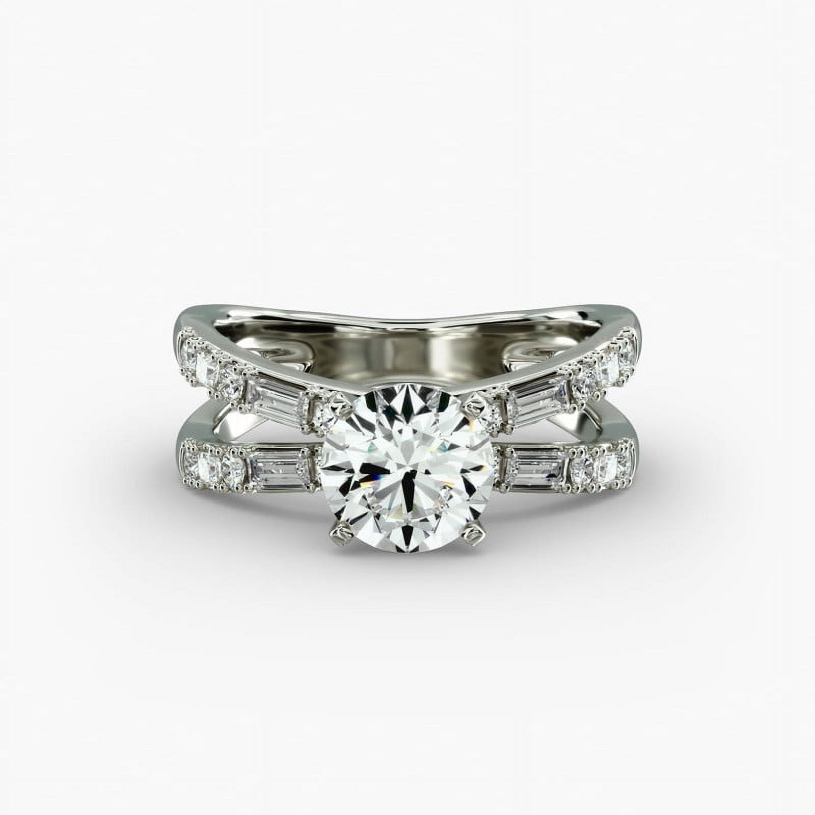 Best Jewelry 14K White Gold Plated Ring - 2.1 Ct Moissanite Round Cut ...