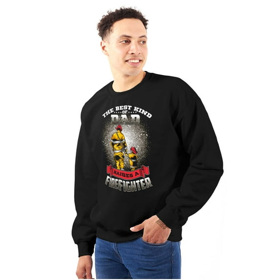 Best Kind Of Dad Raises a Firefighter Men's Big & Tall Crewneck Sweatshirt Brisco Brands 2X