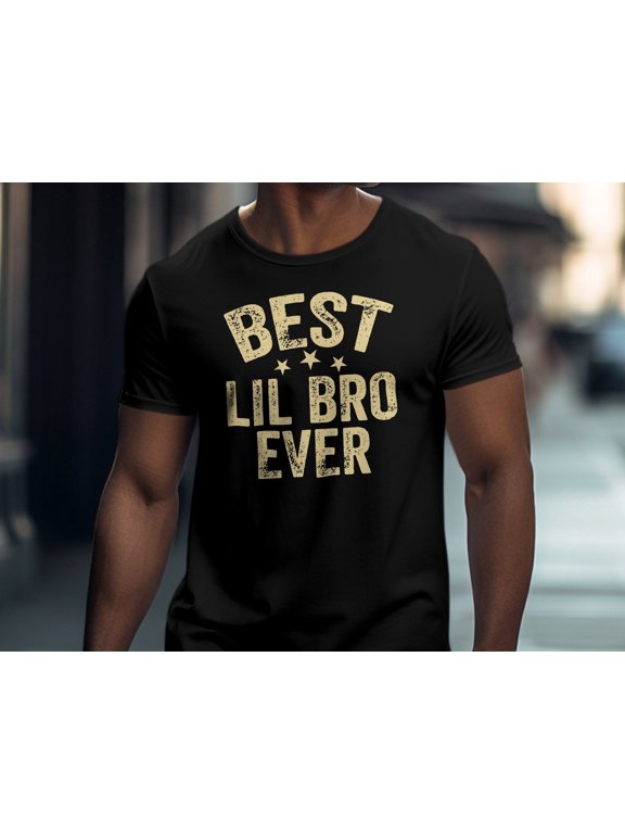 Best Lil Bro Ever T-Shirt, Distressed Text Tee for Sibling, Trendy Little Brother Birthday Gift Top, Kids Casual Wear, Family Apparel