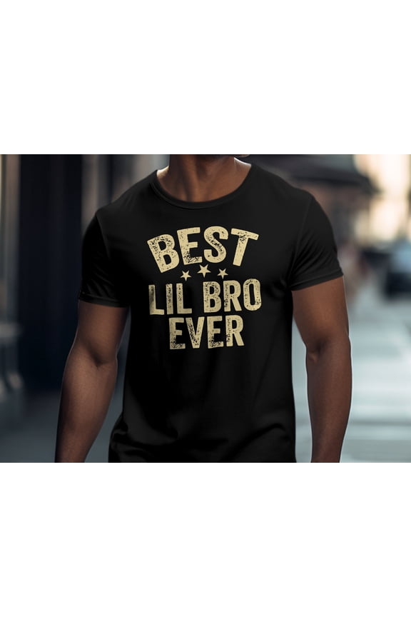 Best Lil Bro Ever T-Shirt, Distressed Text Tee for Sibling, Trendy Little Brother Birthday Gift Top, Kids Casual Wear, Family Apparel