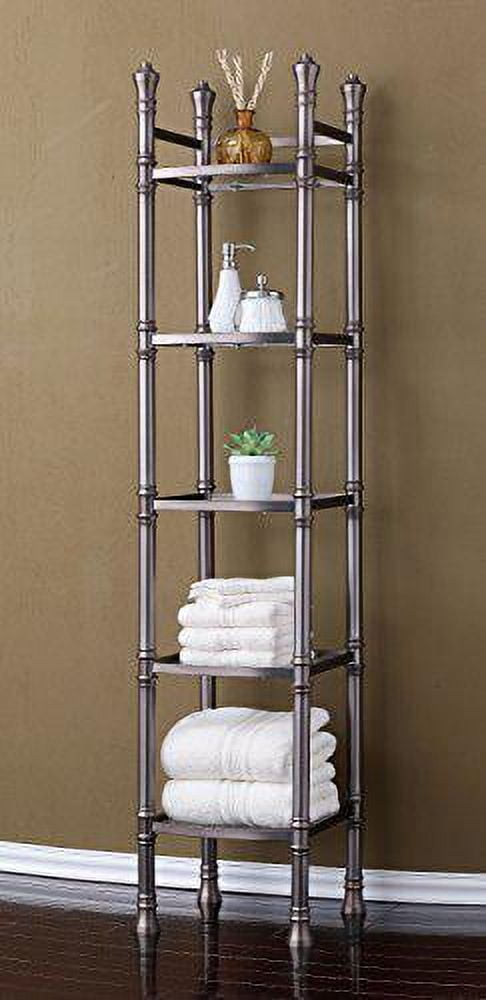Best Living Monaco Tall Etagere 5-Tier Bathroom Storage Tower, Brushed Titanium - Walmart.com