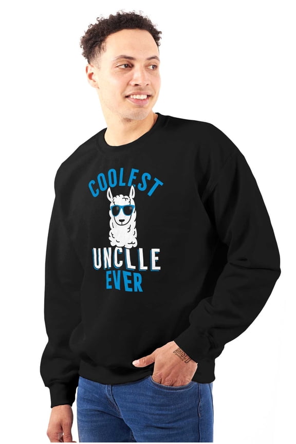 Best Llama Uncle Fathers Day Birthday Men's Crewneck Sweatshirt Brisco Brands S