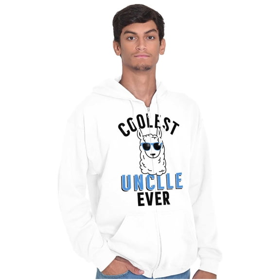 Best Llama Uncle Fathers Day Birthday Zip Hoodie Sweatshirt Men Brisco Brands S