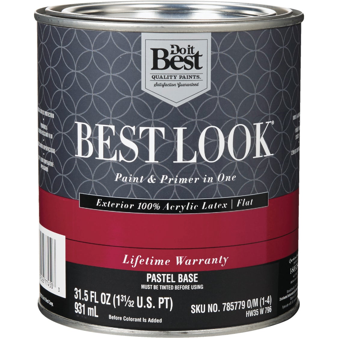 Best Look 100 Acrylic Latex Paint & Primer In One Flat Exterior House Paint, Pastel Base, 1 Qt