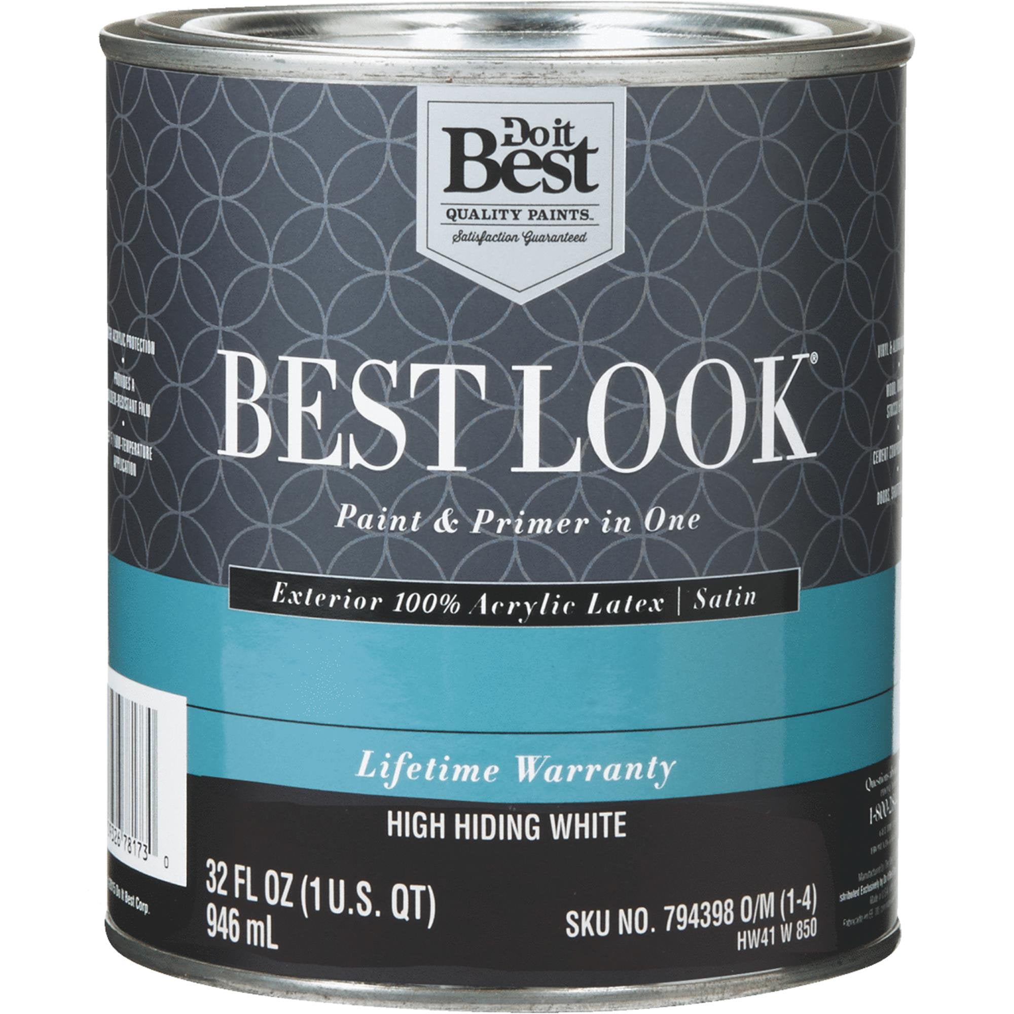 Best Look 100% Acrylic Latex Paint & Primer In One Satin Exterior House  Paint