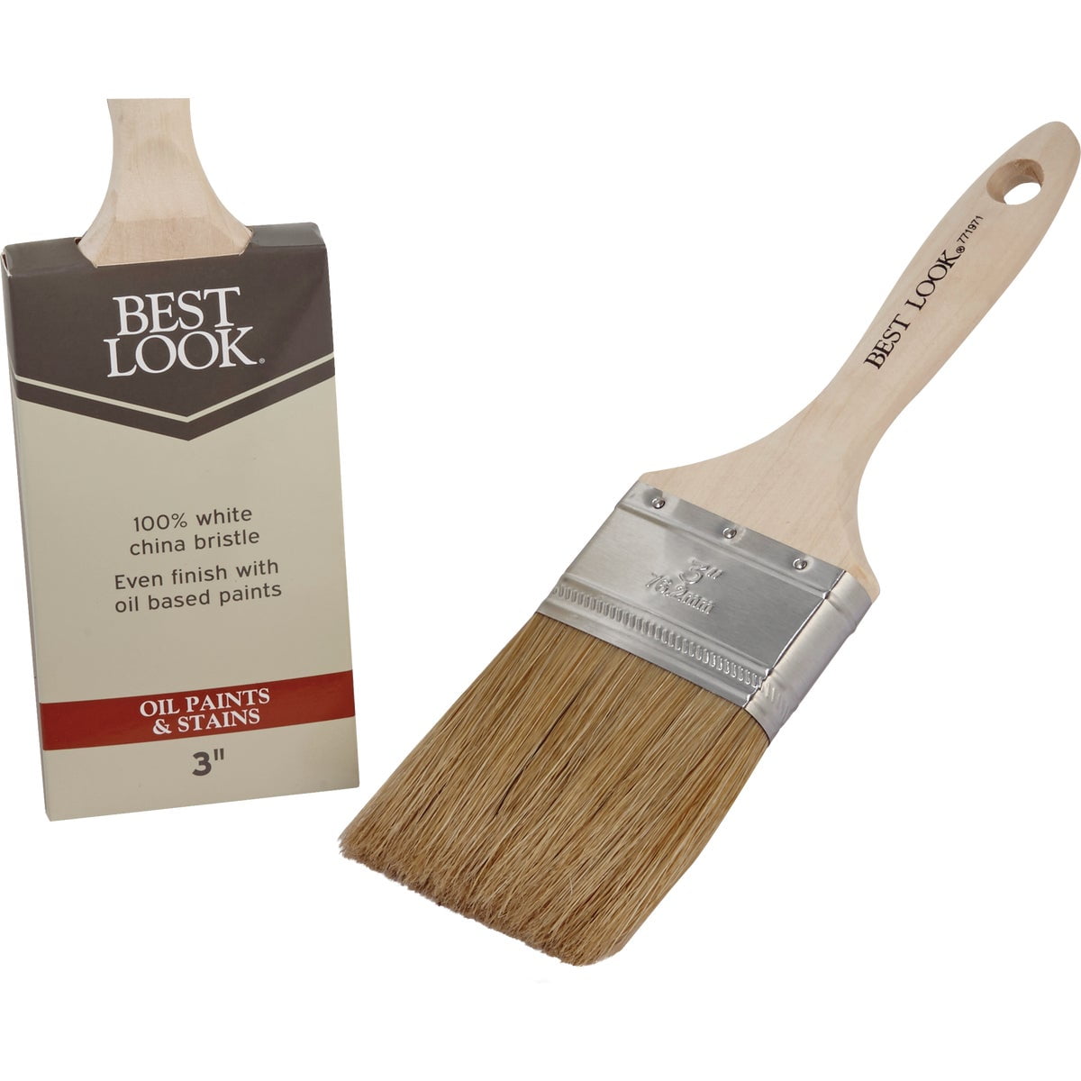 1 PK, Best Look 771971-Best Look 3 In. Flat White Natural China Bristle  Paint Brush